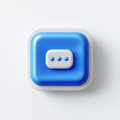 3D blue messaging icon on a clean white background, symbolizing communication and connectivity.