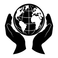 Hands Holding Globe vector silhouette
