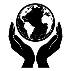 Hands Holding Globe vector silhouette