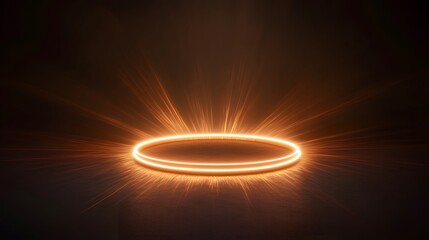 Glowing Circular Platform with Radiating Light Rays