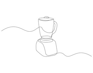 Continuous one line drawing of electric blender. One line drawing illustration of blender machine. Electricity kitchen equipment concept single line. Editable outline