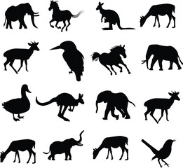set of animals silhouettes