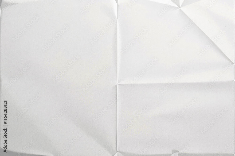 Poster crumpled white paper texture with sharp folds and creases.