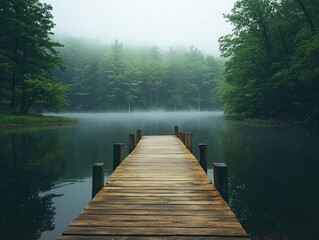 Lake Dock with Trees