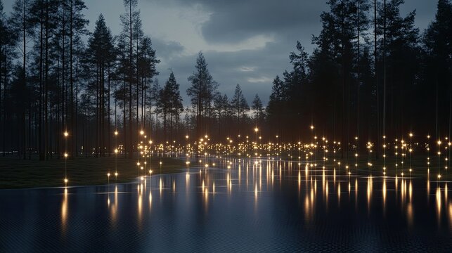 A blend of stock market growth indicators and solar-powered wind turbines showcases the shift to sustainable energy during dawn