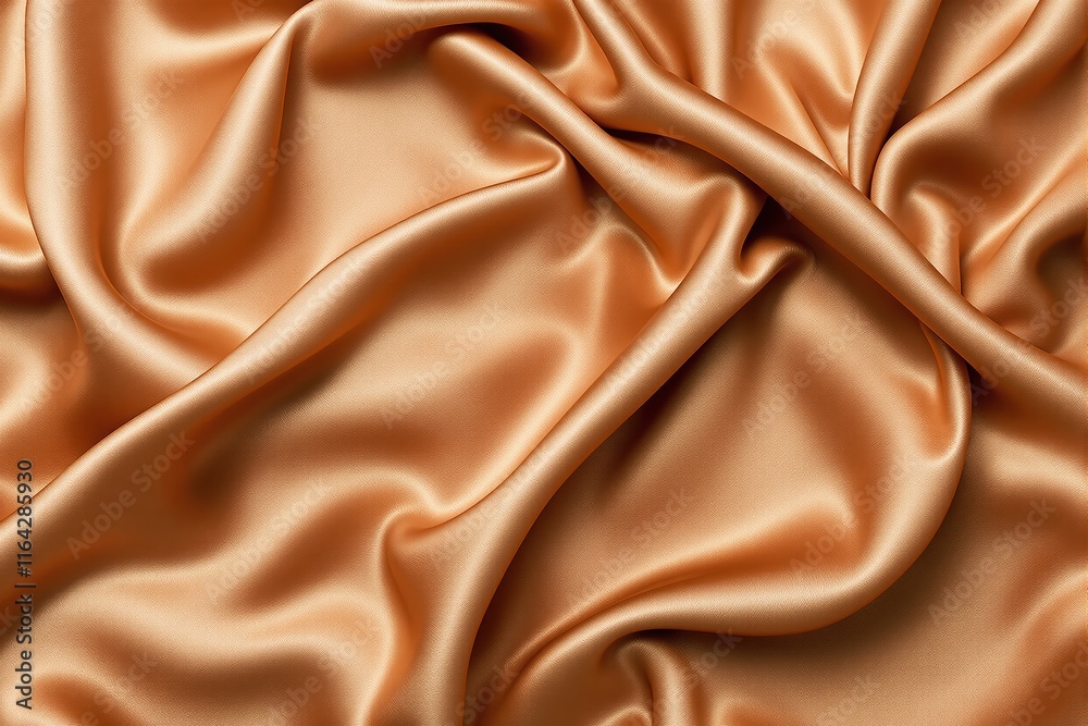 Poster Close-up of smooth and folded golden satin fabric background with a soft sheen concept.