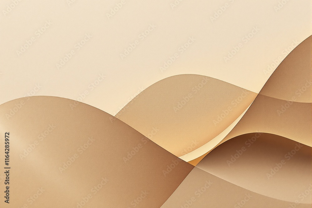 Aufkleber Abstract beige and brown overlapping wave shapes on a soft gradient background.