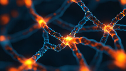 Bird flu mutation avian virus. Abstract neural network with glowing connections and dark background.