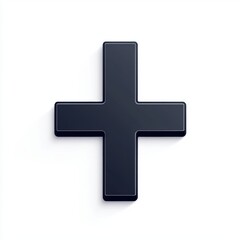 Stylized black cross symbol on a clean white background, creating a modern and minimalist look.