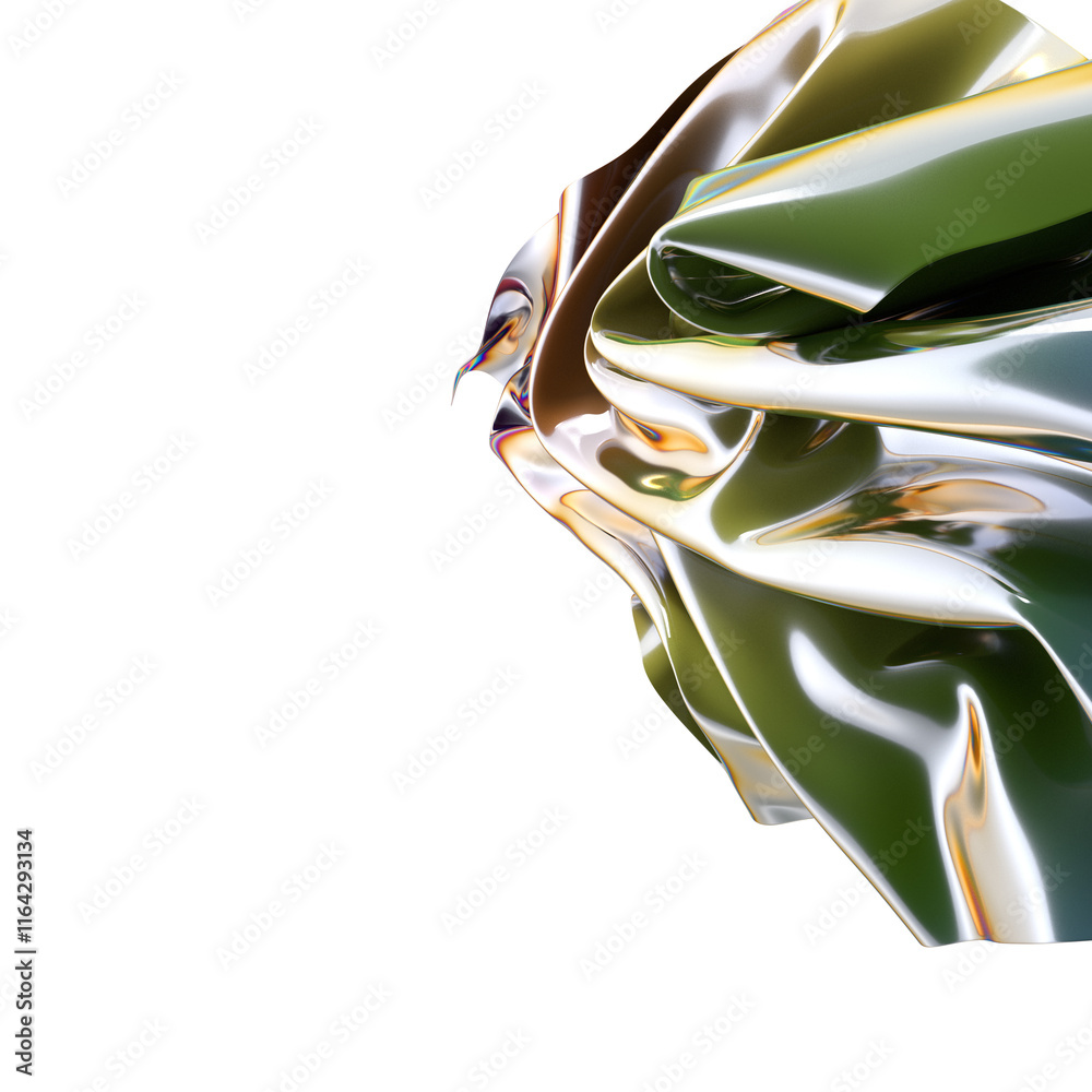 Poster A mesmerizing swirl of iridescent fabric catching the light in a vibrant display