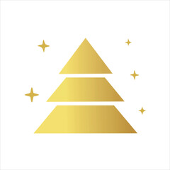 Fototapeta premium Golden minimalistic Christmas tree logo. Vector simple isolated illustration.