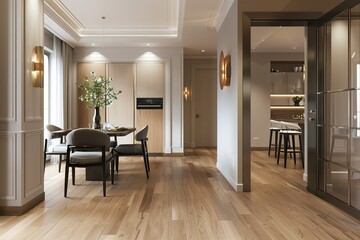 modern conceptual Luxury Modern Scandinavian-inspired dining luxury Foyer/Entryway with minimalist design and natural materials contemporary bright stylish interior