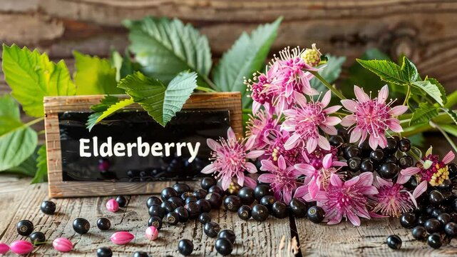 Elderberry flowers capsules and supplements. Selective focus. Nature.
