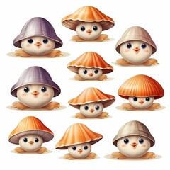 Sea clams cartoon clipart isolated on white background