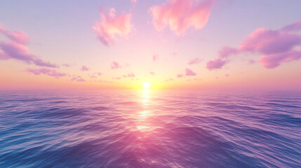 Fototapeta premium Serene ocean sunset with pink clouds and tranquil waves