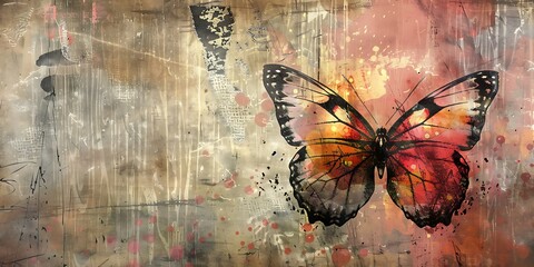 "Grunge Butterfly Wallpaper Texture Featuring Distressed Elements, Vintage Style, and Intricate Design, Perfect for Creative Backgrounds and Unique Digital Art Projects"

