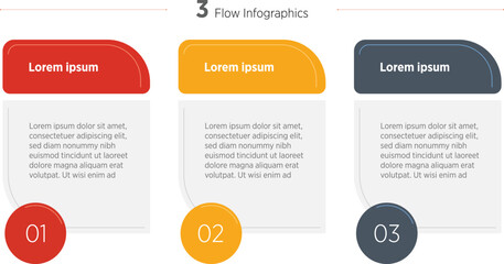 Obraz premium Modern Three elements placed in horizontal row. Concept of 3 steps of startup project development. infographic design template. Simple vector illustration for business data visualization.