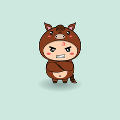 Cute flat cartoon horse. Vector illustration design. Eps 10.
