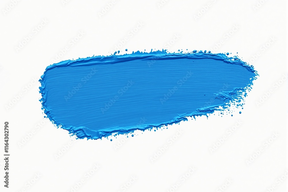 Poster abstract blue paint stroke on white background with textured edges.