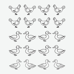  set of ducks and hen art design 