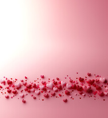 Valentine's Day background with hearts decorations, romantic pink hearts banner