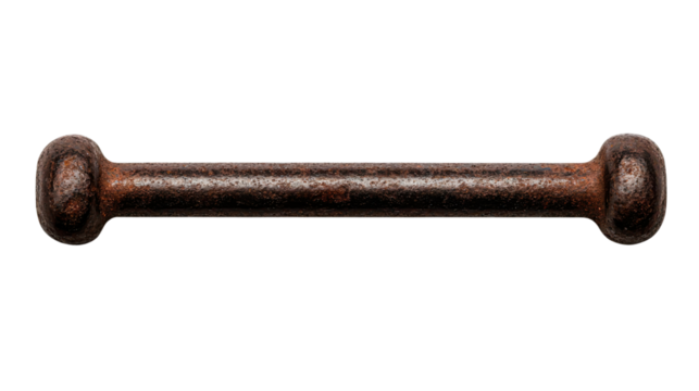 Vintage cast iron mounting bolts for equipment. Rusty surface and classic design. on white or transparent png