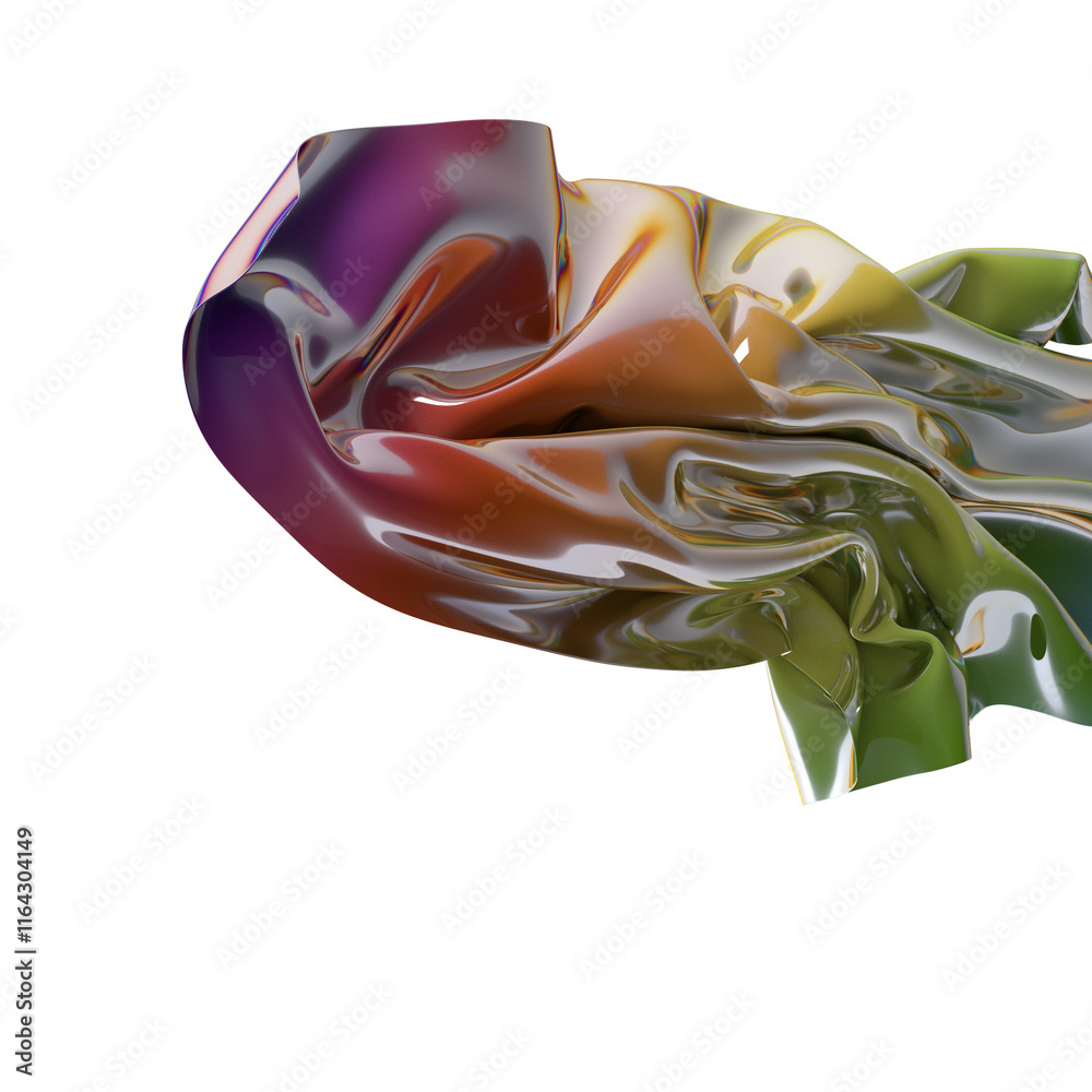 Poster a mesmerizing swirl of iridescent fabric catching the light in a vibrant display