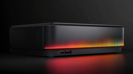 Innovative desktop computer design modern studio product photography dark background close-up technology concept