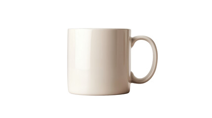 White Ceramic Mug with Smooth Surface Ideal for Personalized Designs, Coffee, Tea, and Other Beverages in Studio Lighting. on white or transparent png