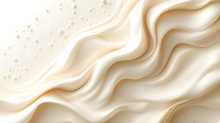 Fototapeta premium Creamy Beige Liquid Waves with Bubbles