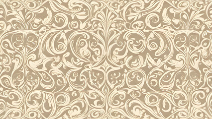 Intricate Beige Floral Pattern, GENERATIVE AI	