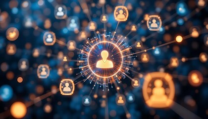 Concept of Social Network Connections Community and Generative AI Illustration.