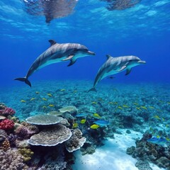 Obraz premium Underwater Dolphin Duo 