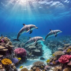 Fototapeta premium Underwater Dolphin Duo 