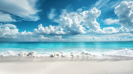 Fototapeta premium tropical beach under blue sky with white clouds. nature background.