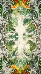 Tropical Kaleidoscope: A Symmetrical Fusion of Palm Leaves and Architectural Details