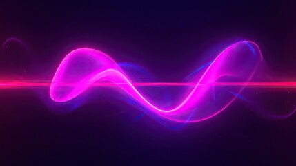 A vibrant, wavy design in purple and pink hues, set against a dark background, creating a dynamic, energetic visual effect.
