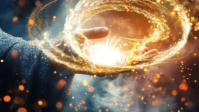 God hands in the sky wizard spiritual magic, blurred nature background, Religious human open empty hands with palms up. Gratitude, preacher worship, solitude pray, religion devotion concept praying 