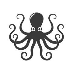 Black silhouette vector illustration of an octopus