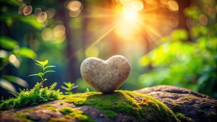 Obraz premium Love Yourself with Heart-Shaped Rock - Inspirational Portrait Photography for Self-Love and Nature Embrace