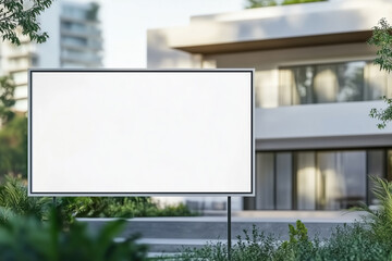 Fototapeta premium Outdoor blank billboard mockup in a modern style building