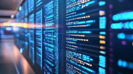 Abstract Digital Data Visualization with Colorful Lines and Numbers in a Technology Background for Computing and Data Analysis Concepts