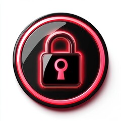 A modern black and red lock icon with a glowing effect, symbolizing security and protection.
