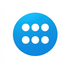 Fototapeta premium A vibrant blue circular logo featuring six evenly spaced white dots, symbolizing connectivity and innovation.