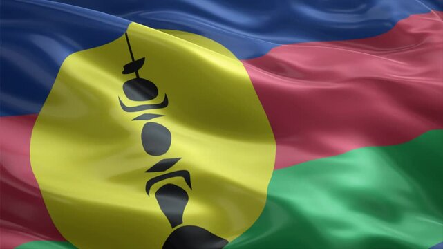 new caledonia country flag waving for 10 seconds in high quality