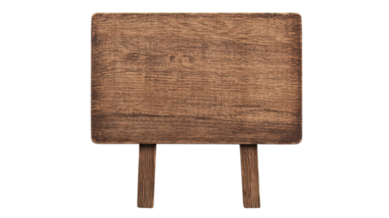 Rustic wooden signboard on two legs, ideal for nature-themed events, outdoor advertising, or decoration in a scenic environment, showcasing a natural aesthetic