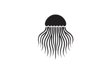 simple and unobtrusive Jellyfish vector silhouette illustration isolated in white background
