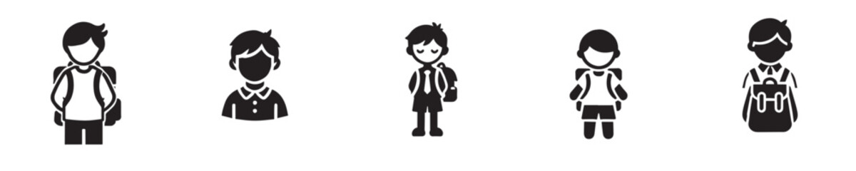 Vector collection of icons of a little boy