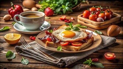 Morning Delight: Breakfast Egg with Toast and Bacon - A Perfect Start to the Day