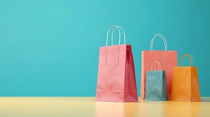 Shopping Bags on Colorful Background. 3d Rendering